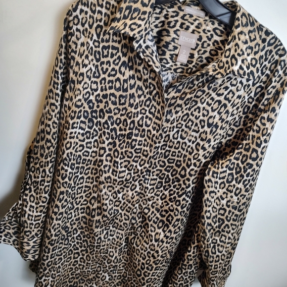 Chico's Tops - Chicos Cheetah Button Up Casual Tunic Size 2 Chicos Sizing / Large